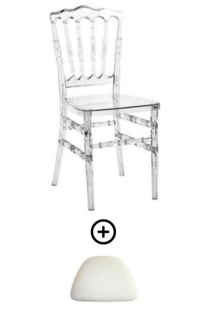 Location chaise napoléon transparente et galette