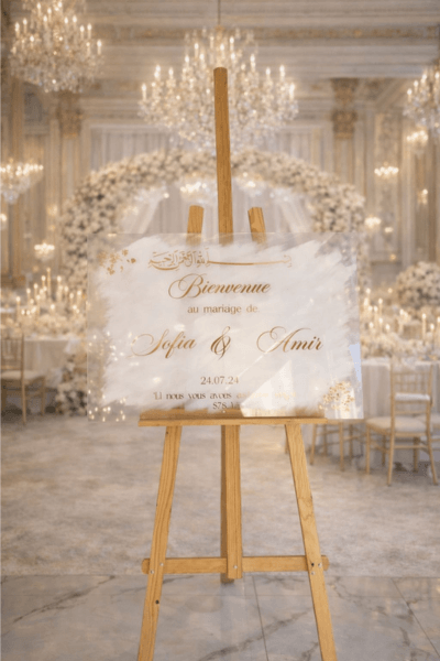 Chevalet en bois pour tableau « Bienvenue »