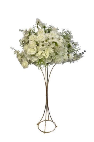 location Diabolo dorée boule fleurs blanches