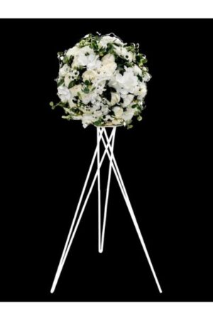 2 Supports design blancs Boule de fleurs blanches