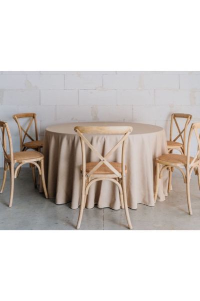 Location Nappe ronde en lin – 280 cm – Champagne