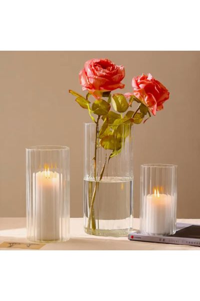 Location ￼Vases striées transparents