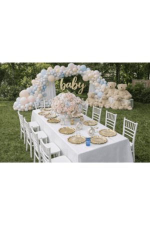 Pack table enfant et 10 chaises Baby (blanc ou rose)